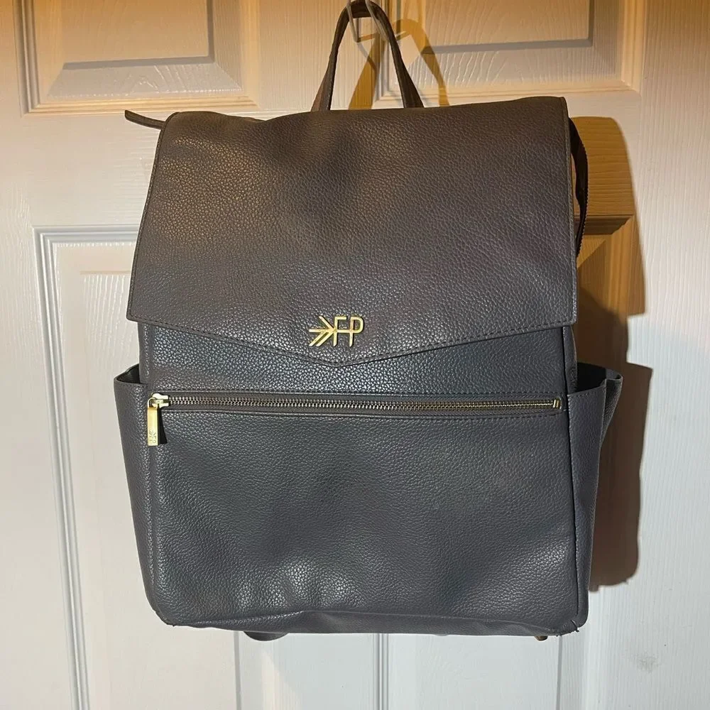 Freshly Picked Diaper Bag convertible backpack Synthetic Gray brass hardwares.